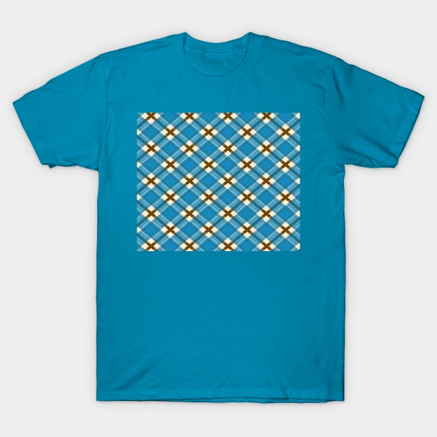 Blue Beige Plaid T-Shirt by DragonTees